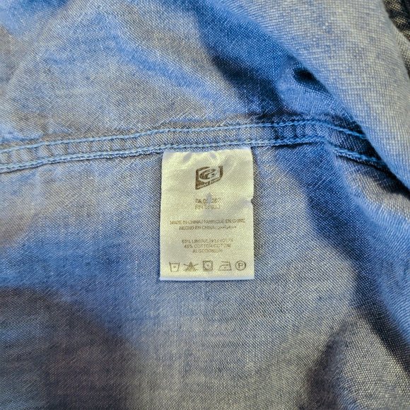 Blue Denim Casual Shirt, Western Cotton Linen Shirt, Size M - Picture 6 of 9